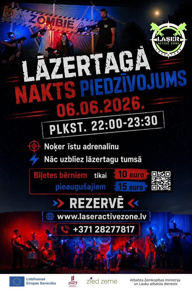 Lāzertaga nakts spēles - jaudīgākais tavs šīs vasaras piedzīvojums. Dalība bērniem tikai 10 euro/1,5h un pieaugušajiem 15 euro/1,5h. Atvērtās lāzertaga nakts spēles piemērotas īstiem adrenalīna cienītājiem un rada arī fantastiskas atmiņas bērniem.